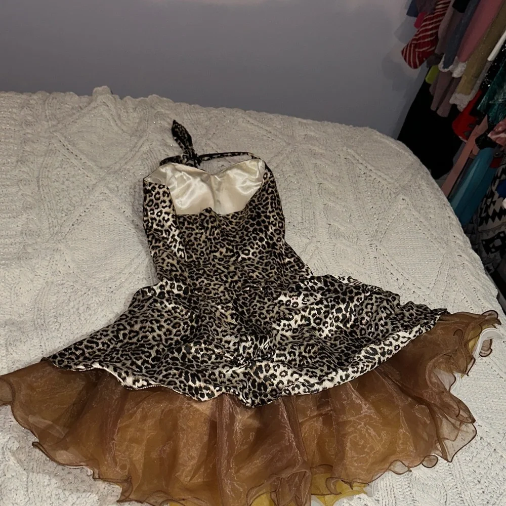 Leopard Print Halter corset Dress with Ruffled tutu Skirt (Padded bra) - Picture 11 of 15